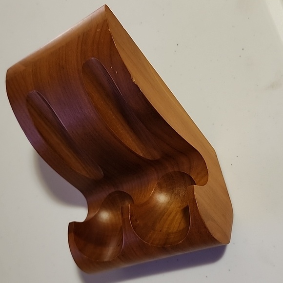 VINTAGE  DECATUR INDUSTRIES INC. GENUINE  WALNUT DECO DOUBLE SMOKING PIPE STAND - Picture 2 of 7